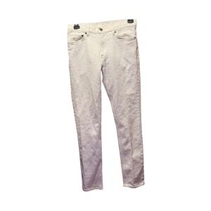 H&M &Denim Mens Slim Fit Jeans Off White Cream Stretch Pants 30/32